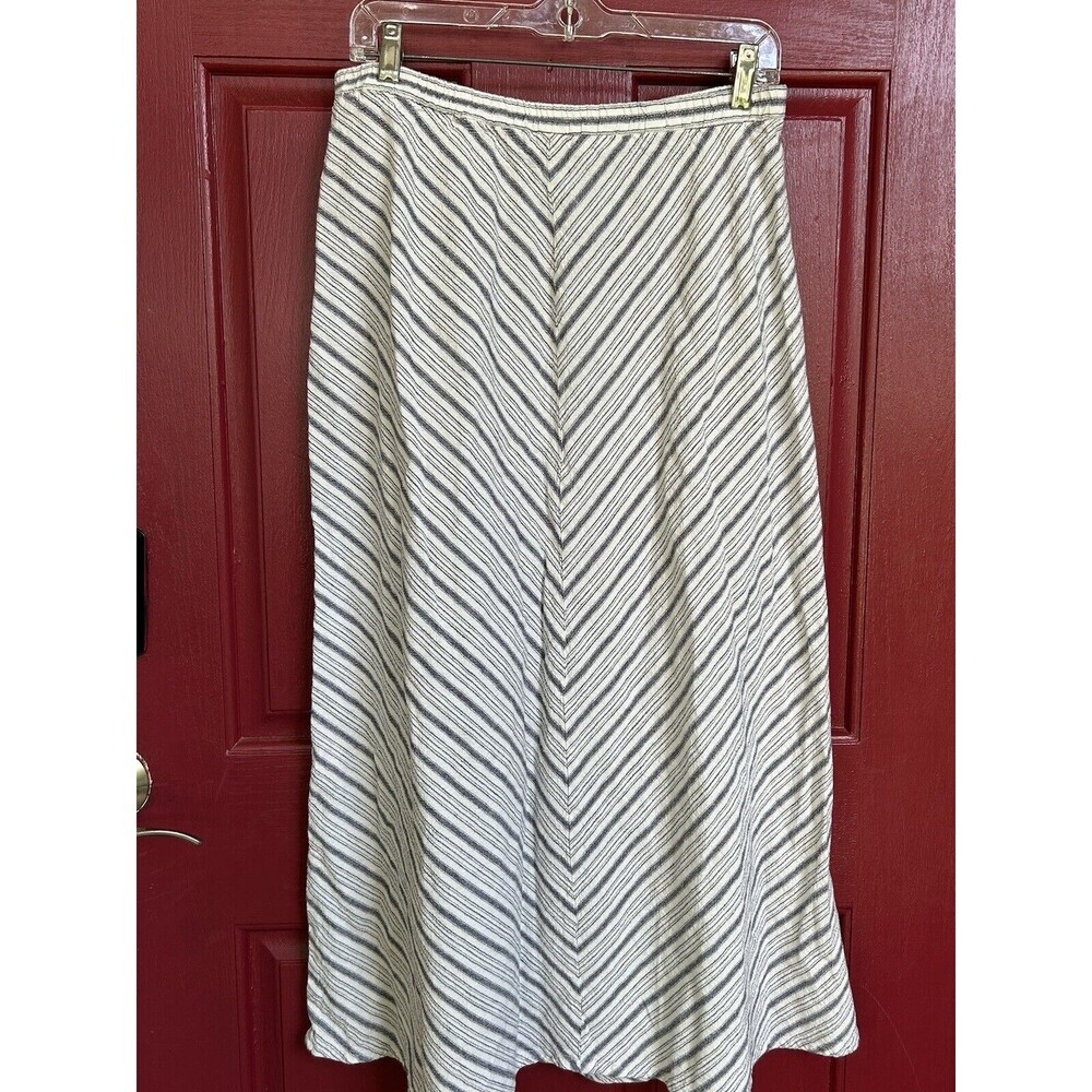 For Cynthia Women’s L Chevron Boho Linen Maxi Skirt Y2K Gilmore Girls - Picture 2 of 7